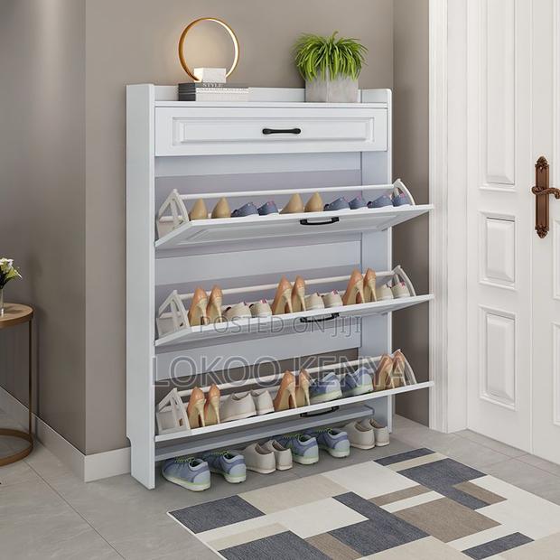 Shoe Cabinet :White With Chest of Drawers Cabinet