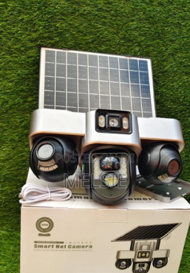 V380 4g Wireless PTZ Solar Camera 3 Tripple Lens Rotating Security Cam