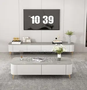 Home Tv Set; Marble Furniture – Coffee Table and Tv Unit With Drawers