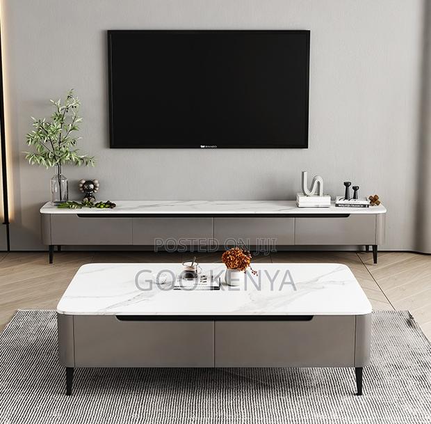 Home Tv Set Cabinet; Living Room Marble Set Coffee Table and Tv Stand