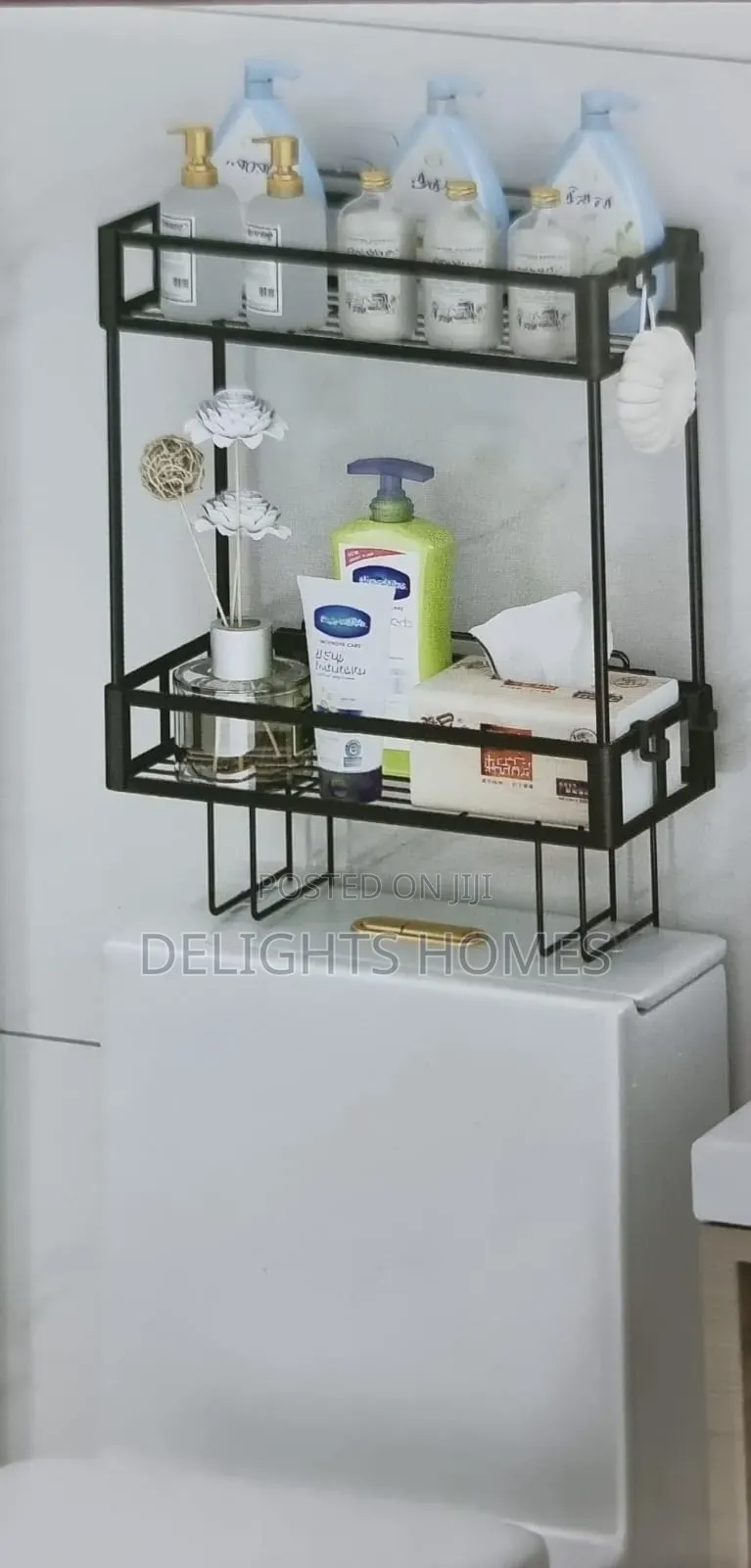 Toilet Top Metallic 2 Layer Over Toilet Storage Shelf-Pa