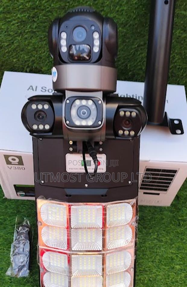 V380 3 Lens Floodlight Camera Solar Powered High Definition 4g - main view