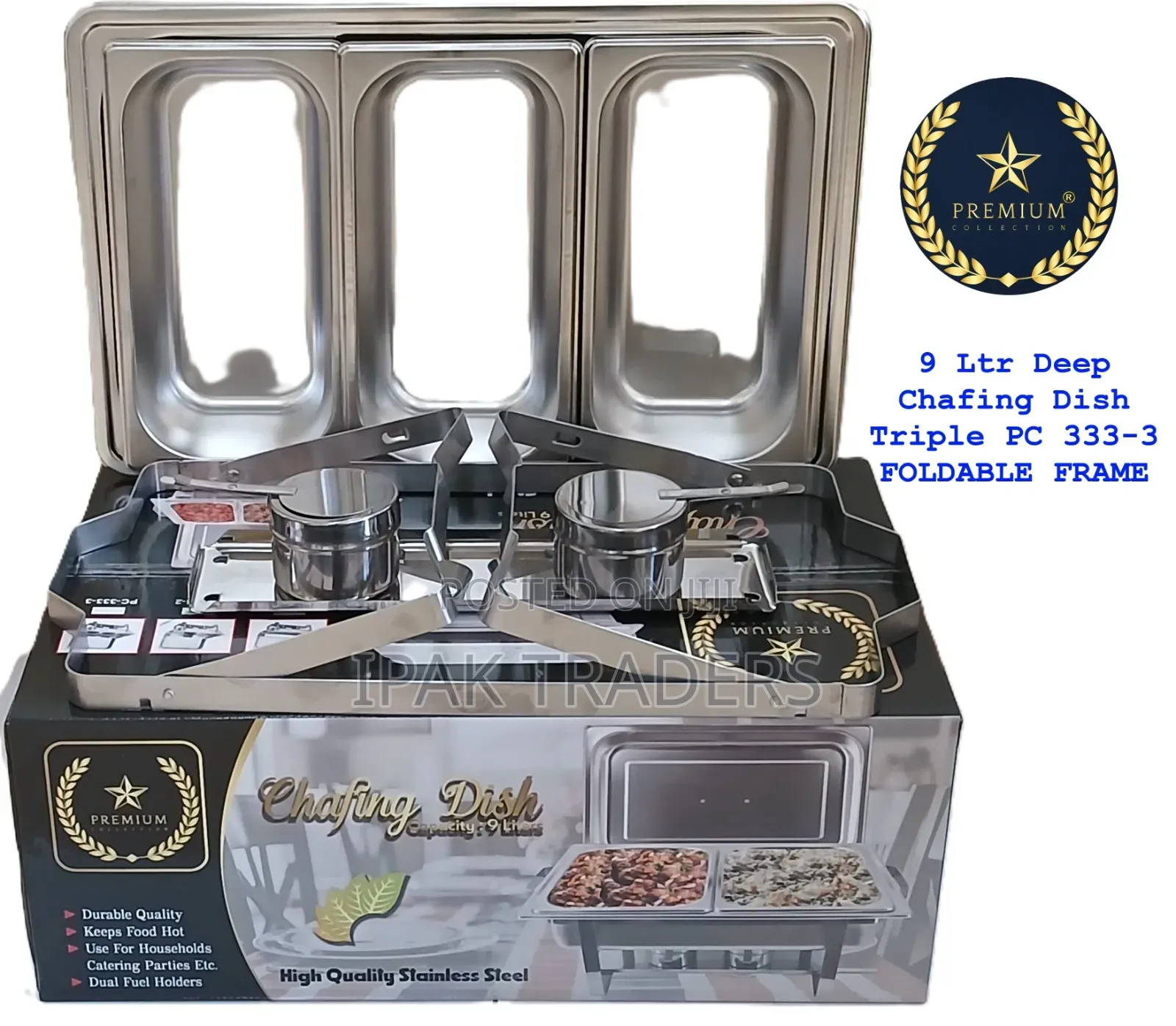 9ltr Foldable Cheffing Dish 
Triple Compartment