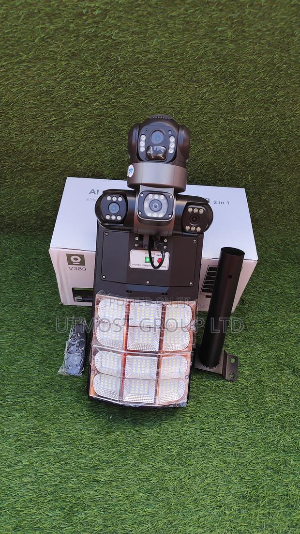 Triple Lens Floodlight Solar Cam V380 Pro 4g Sim Card Outdoor PTZ