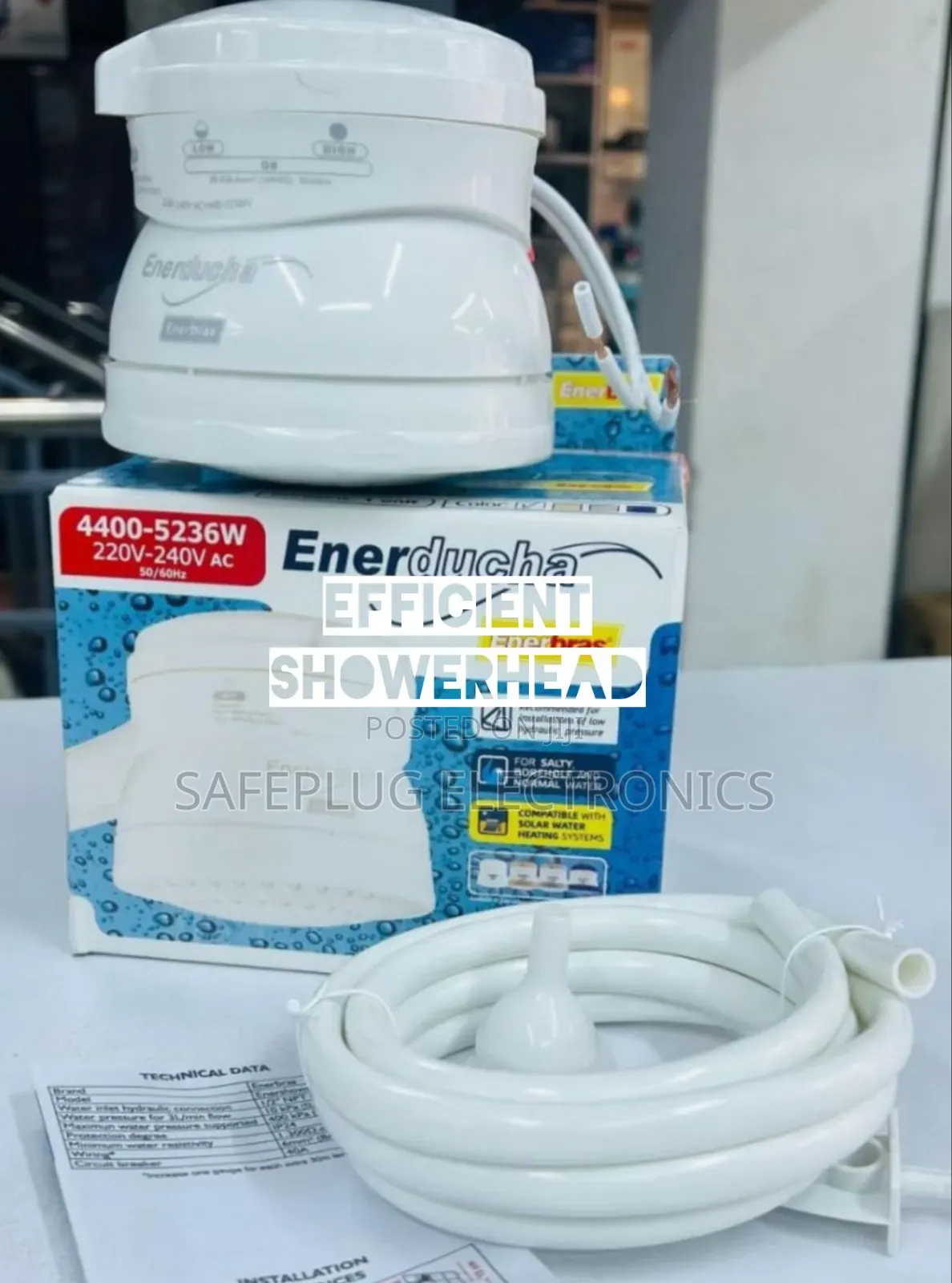 3t Enerducha Enerbras Shower Head for Salty, Borehole, Normal Water
