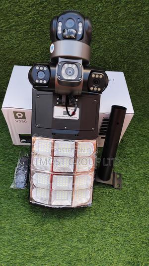 V380 Triple Lens Floodlight Camera Solar Battery Backup Outdoor 4g - thumbnail 2