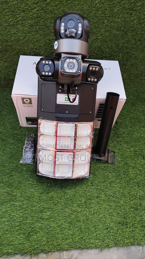 V380 4g Solar Floodlight Security Camera Triple Lens Full Colour Night - main view