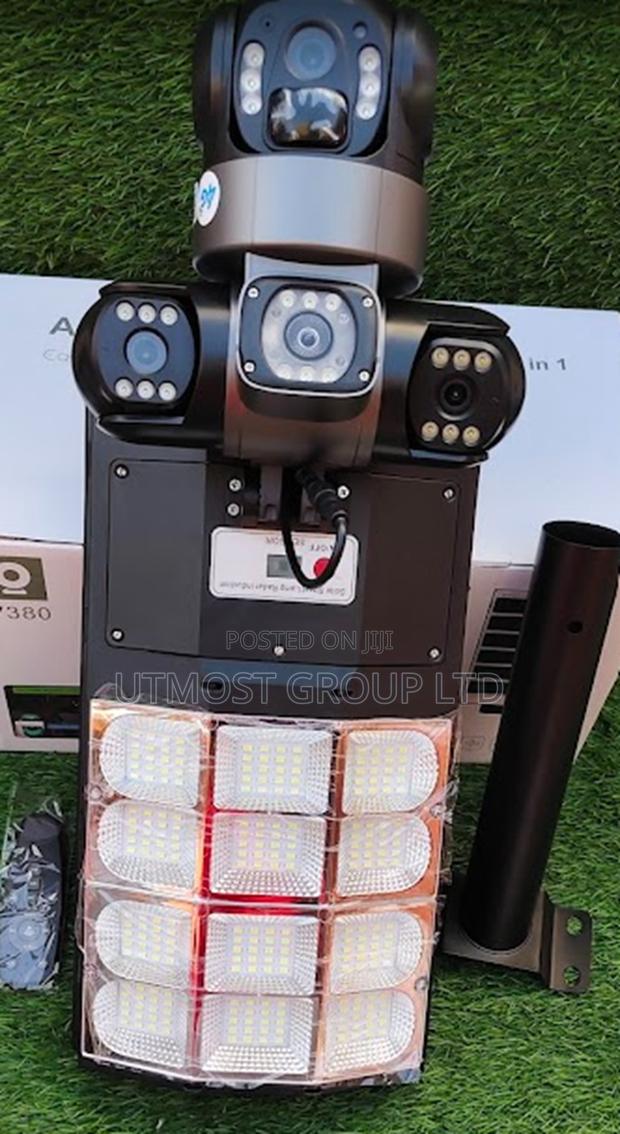 Triple Lens Floodlight Solar Street Light With V380 App 4g Camera - main view