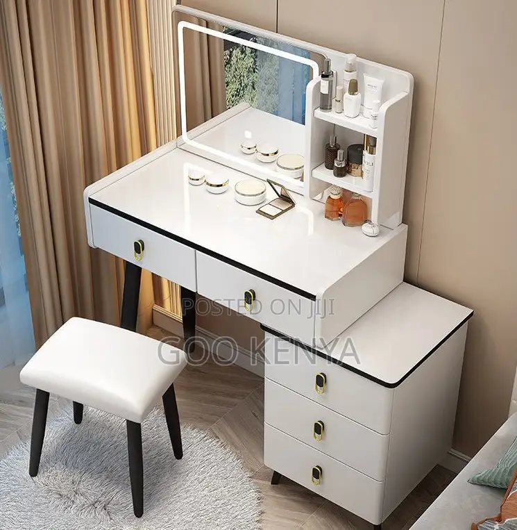 Home Dressing Table; Modern Makeup Vanity With Mirror And Storage