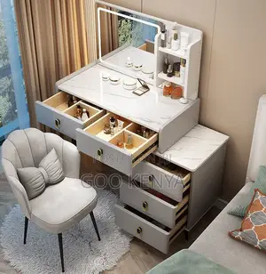 Home Dressing Table; Modern Makeup Vanity With Mirror And Storage