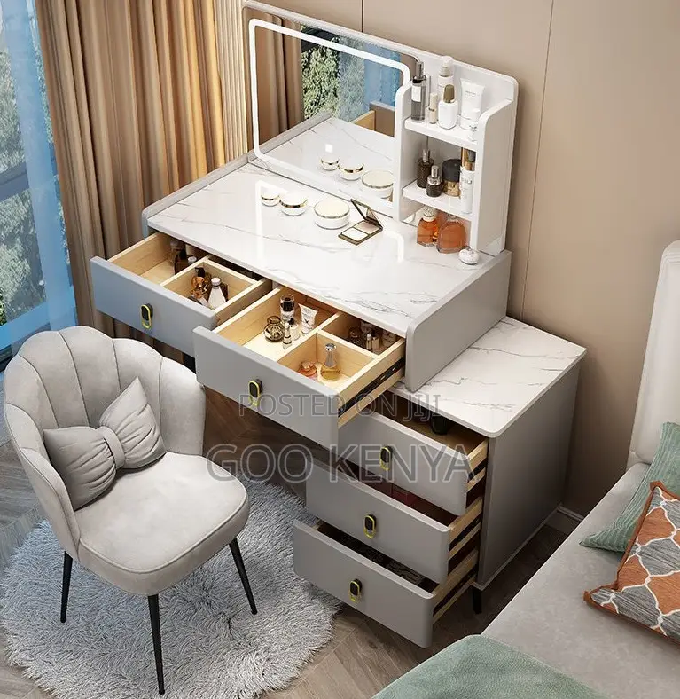 Home Dressing Table; Modern Makeup Vanity With Mirror And Storage