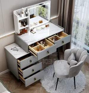 Home Dressing Table; Modern Makeup Vanity With Mirror And Storage