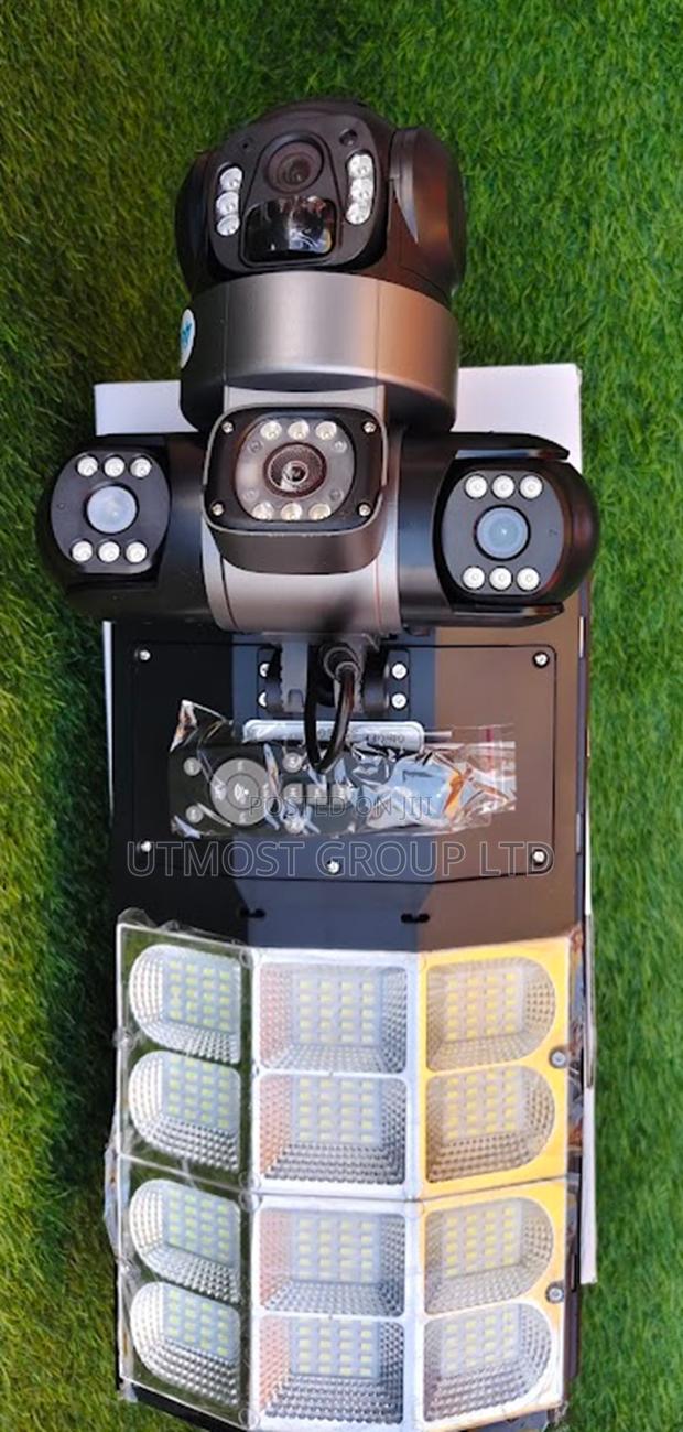V380 Triple Lens 4g Solar Floodlight Camera Dual Led Floodlights