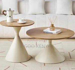 Home Table; Wooden Top Round Coffee Table Set for Living Area