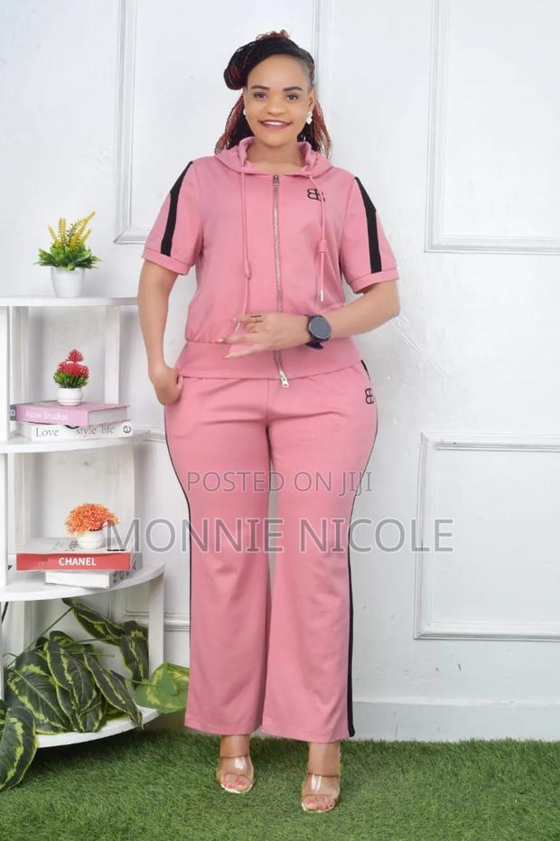 Ladies Trendy Pink Tracksuit - main view