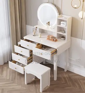 Home Dressing Table; Compact Mirror Vanity Table With Drawer and Chair