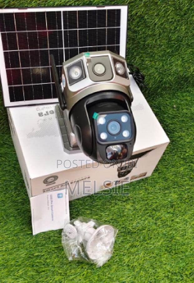 Smart 4g V380 Solar Panel Powered Dual Lens Camera - 3 Screen View - main view