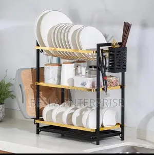 3 Tier Metallic Dish Rack Available.