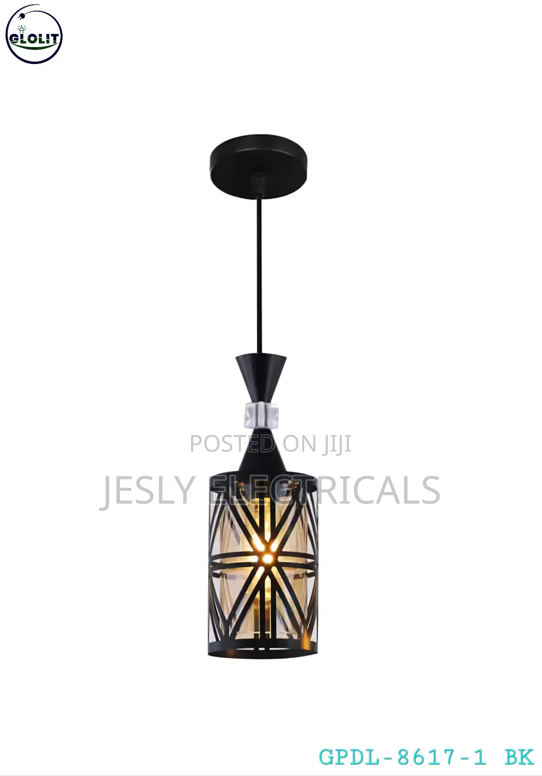 Glolit GPDL-8617-1 Bk Pendant Light.