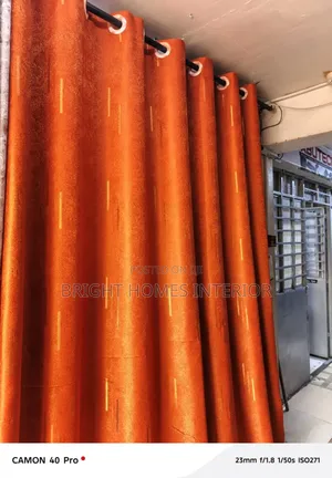 Orange Curtain With Stripes Very Quality Material
