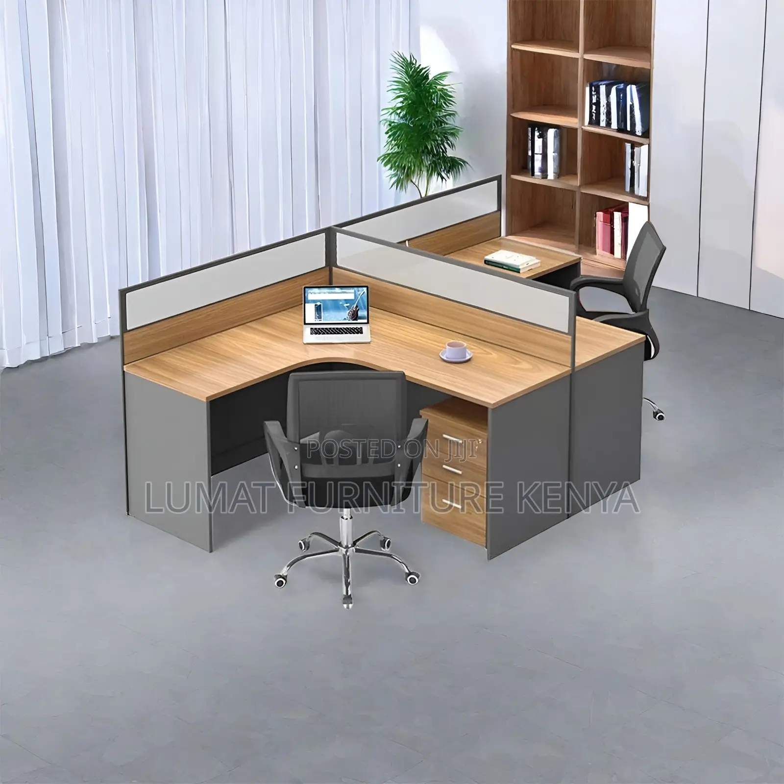 Shared Curved Office Desk for Two