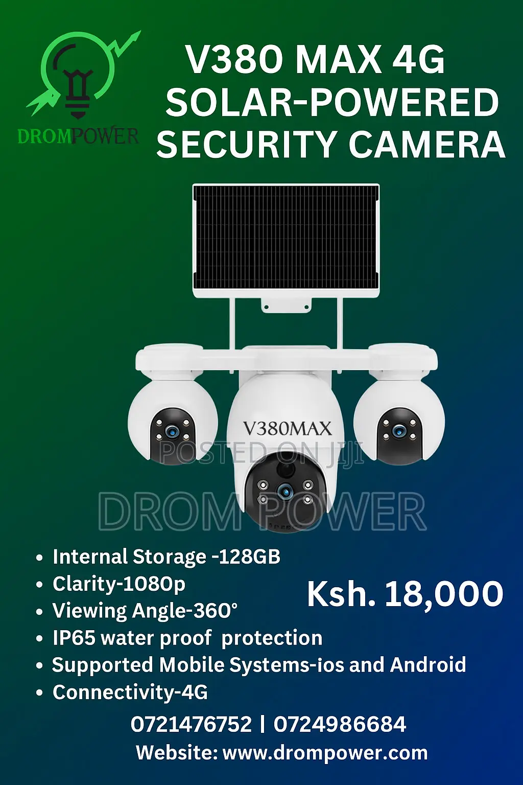 V380max Solar Powered Security Camera