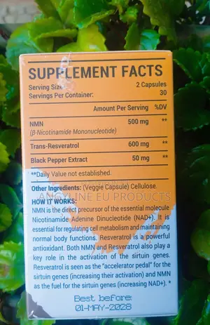 NMN With Resveratrol Capsules 1100mg 60s for Energy