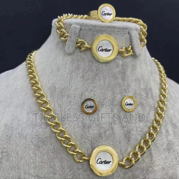 Cartier Chain Earrings Bracelet Ring Gift Set