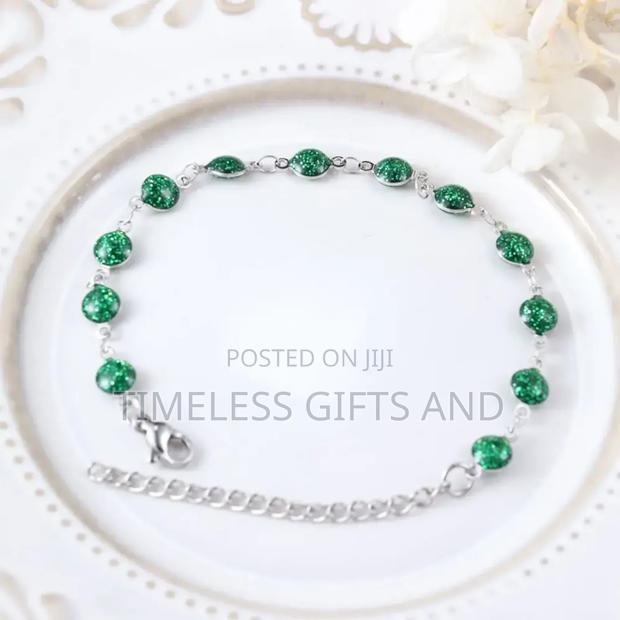 Ladies Green Silver Bracelet - main view