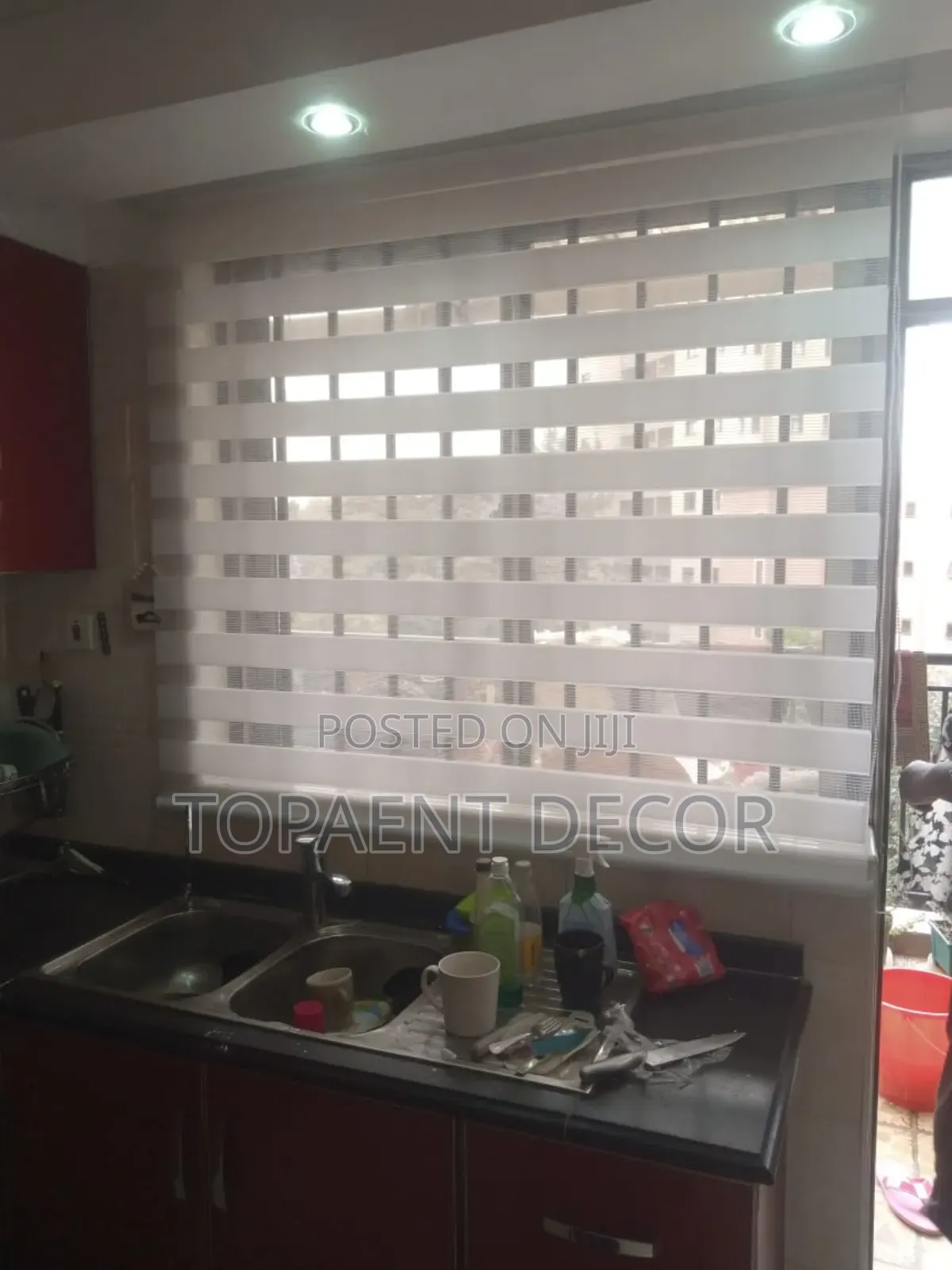 Plain White Zebra Horizontal Kitchen Window Curtain Blinds