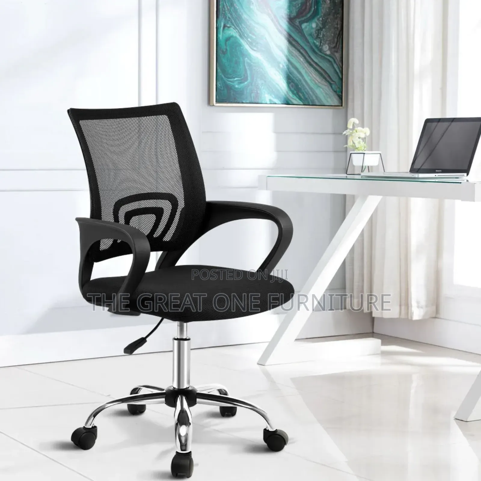 Black Adjustable Mesh Office Chair Rw2q
