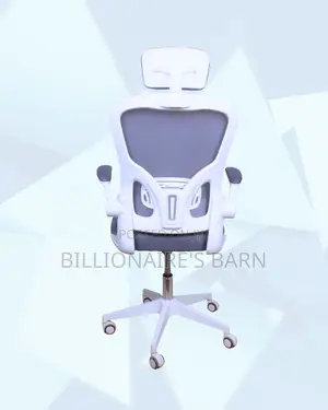Sleek White Ergonomic Office Chair — Relieves Lower Back Pressure