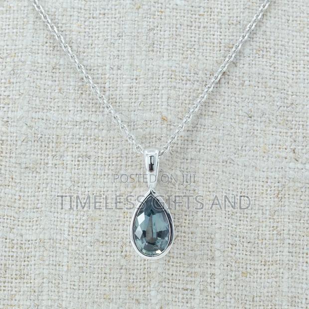 Ladies Silver Blue Pendant Necklace - main view