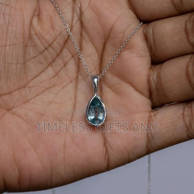 Ladies Silver Blue Pendant Necklace - thumbnail 3