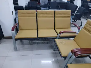 Brown 5 Seater Waiting Office Sofa