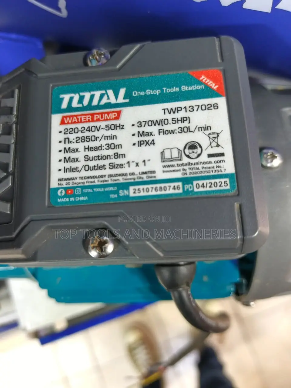 Total 0.5hp 1inch Max Head 30mtrs 8mtrs Suction Booster Pump