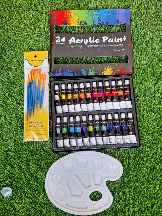 24pcs Acrylic Paint With Brushes - main view