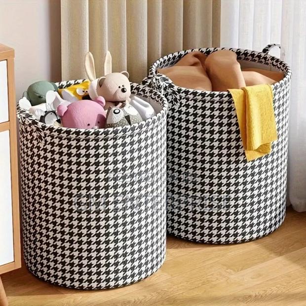 Foldable Houndstooth Laundry/Modern Fabric Storage Basket With Handle