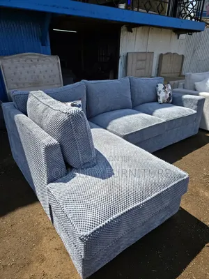 Gray Buble Fabric Sofas-6 Seater