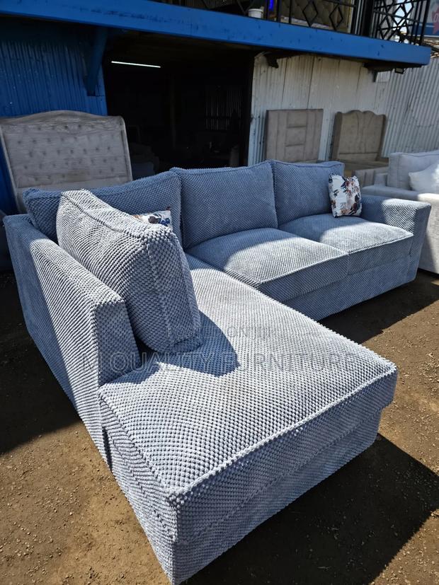 Gray Buble Fabric Sofas-6 Seater