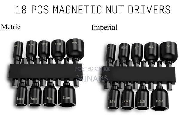 18 Pcs, Magnetic Nut Drivers Set, Metric Sae Nut Setters