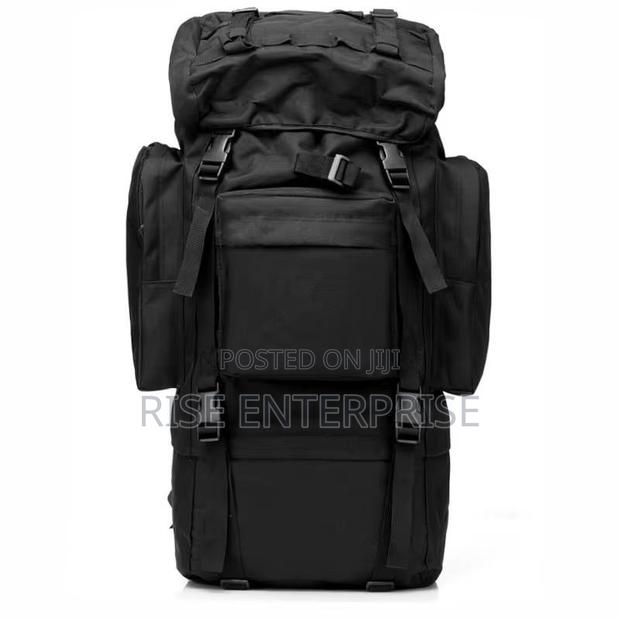 Black 70l Tactical Waterproof Hiking Bag With Metallic Frame