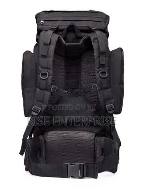 Black 70l Tactical Waterproof Hiking Bag With Metallic Frame