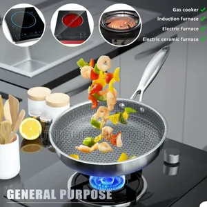 28cm Non-Stick Honeycomb Stainless Steel Frying Pan, 10 Inch Non-Stick