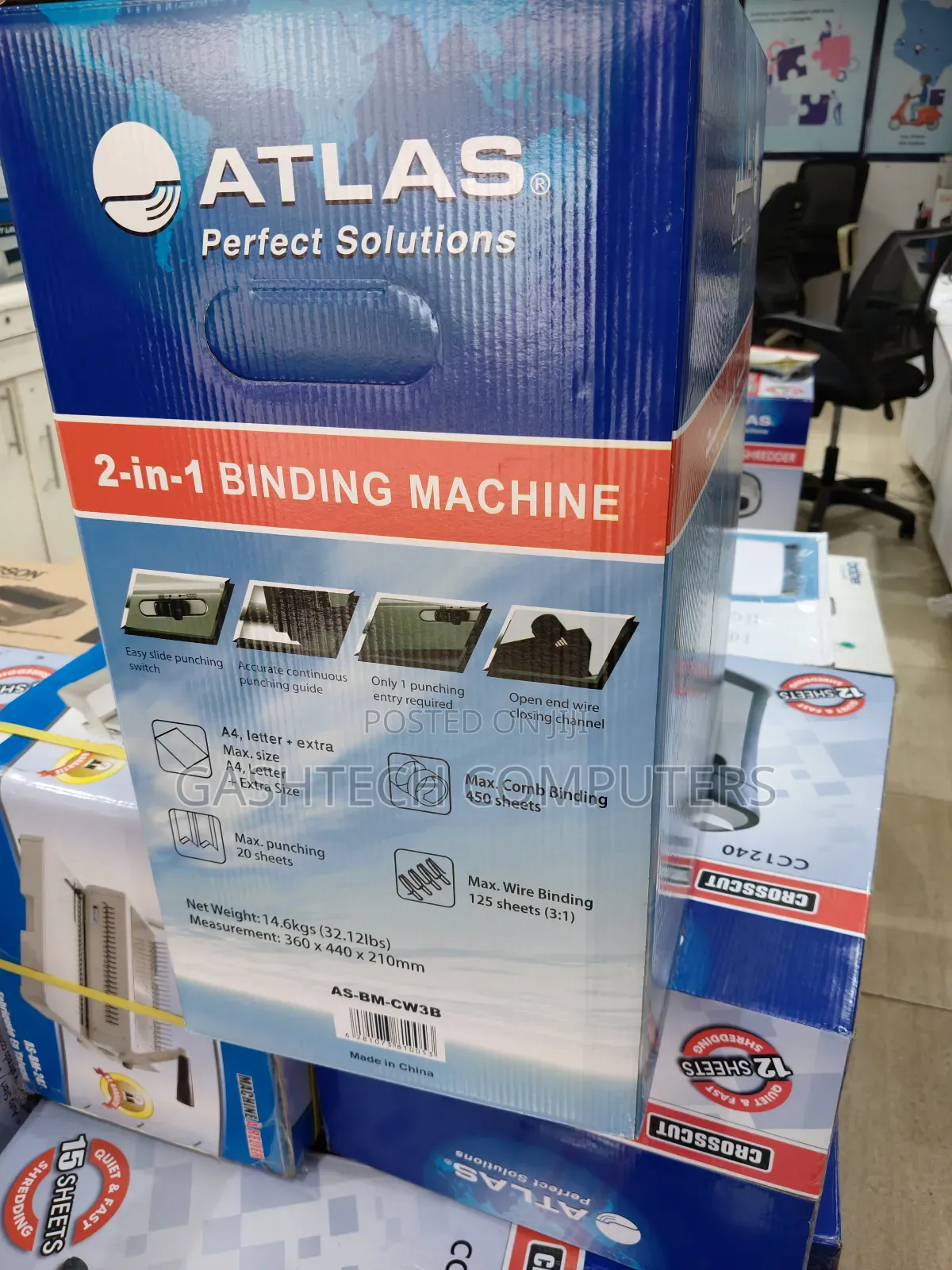 Atlas Manual Comb Punch Binding Machine as-Bm-Cw3b