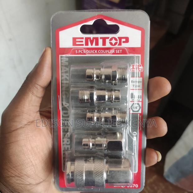 Air Compressor Quick Couplers And Plugs Set Nitto Type 5 Pcs Emtop - thumbnail 3