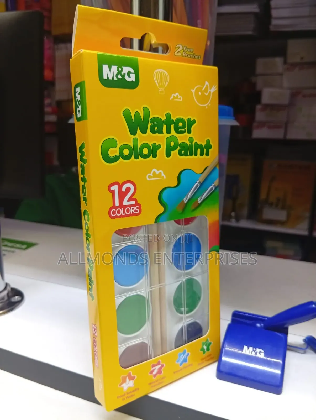 A Packet of M G Water Color Paint With 2 Free Brushes- 12 Colors