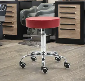 Home Kitchen Stool; Home Adjustable Rolling Stool With Leather Seat