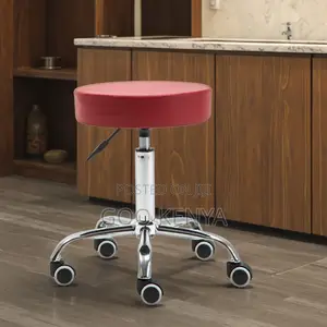 Home Kitchen Stool; Home Adjustable Rolling Stool With Leather Seat