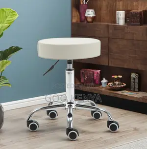 Home Kitchen Stool; Home Adjustable Rolling Stool With Leather Seat